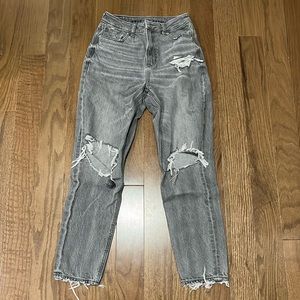 American Eagle Outfitters Gray High Rise Ripped Jeans